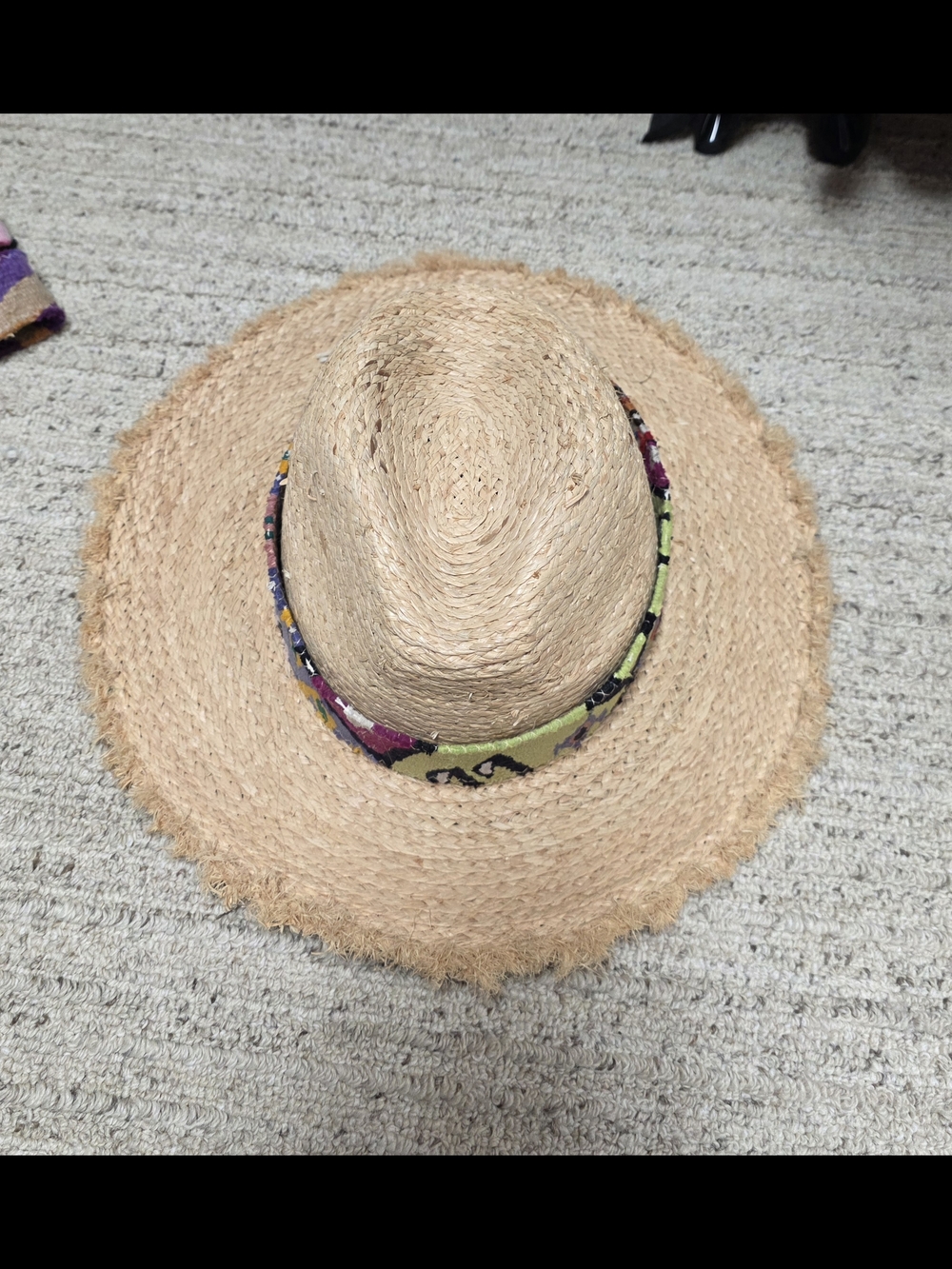 Natural Raffia Orijinal Hat with Multicolor Band and 2 Interchangeable Bands - Picture 3 of 6